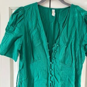 Green Button-Down midi Dress